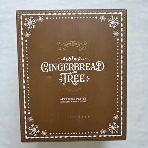 NEW in Original Box Pottery Barn Gingerbread Tree Appetizer Plates Set of 4